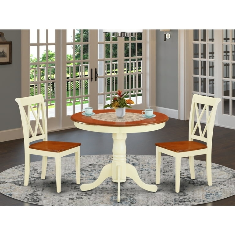 Dining Set Double X Back Chairs Round French Country Buttermilk Cherry