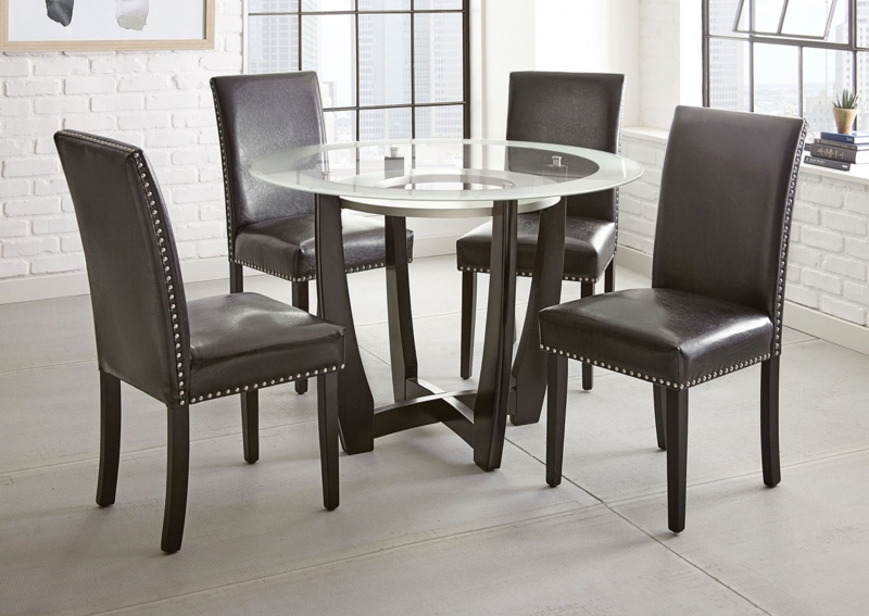 Dining Set featuring Frosted Glass Border and Nailhead Trim