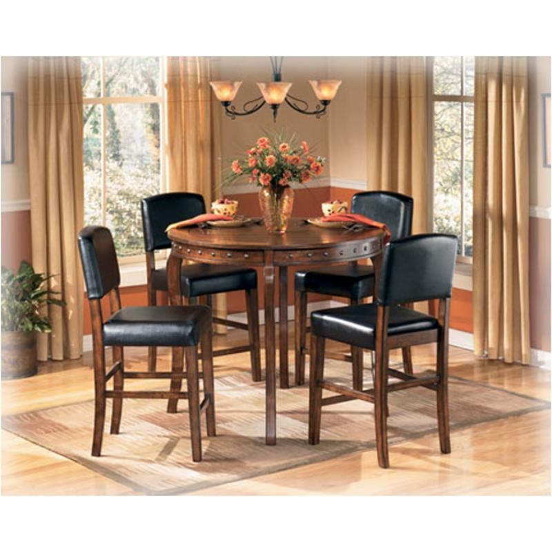Dining Set: Round Walnut Top with Nailhead Trim. Transitional Style.