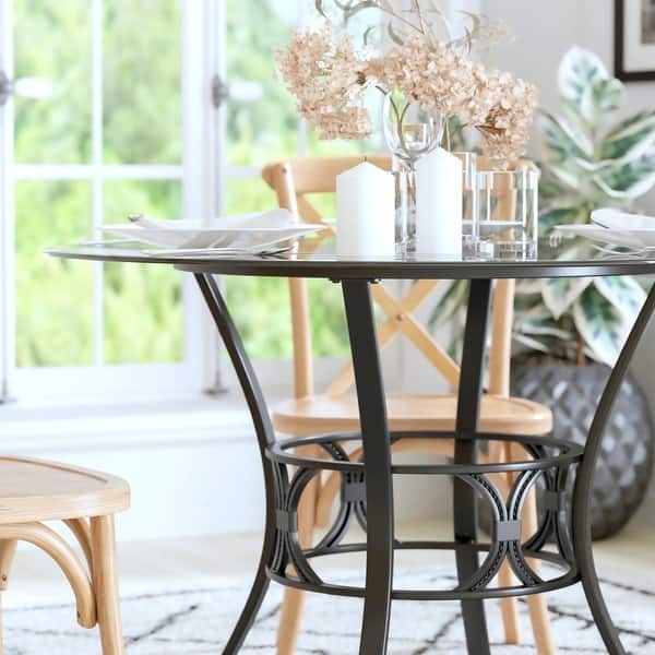 Dining Table featuring Matte Black Crescent Accents
