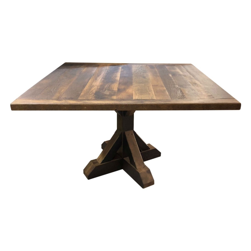 Dining Table Reclaimed Timber Plank Top with Breadboard Ends