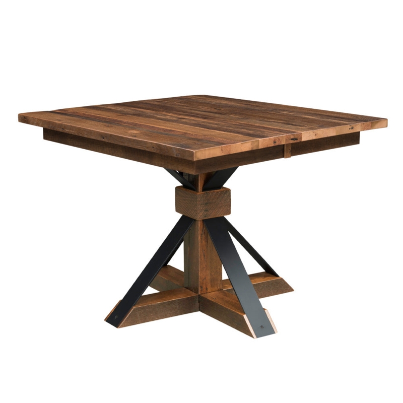 Dining Table Reclaimed Wood Multi Tonal Top with Metal Accents