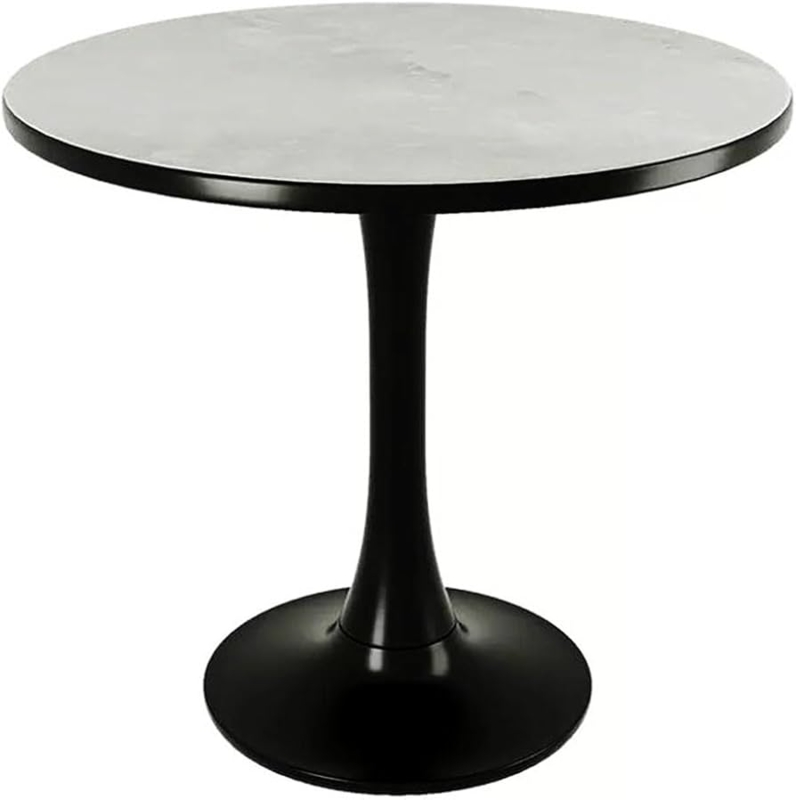 Dining Table Slate Grey Stone Like Top Matte Black Tulip Pedestal