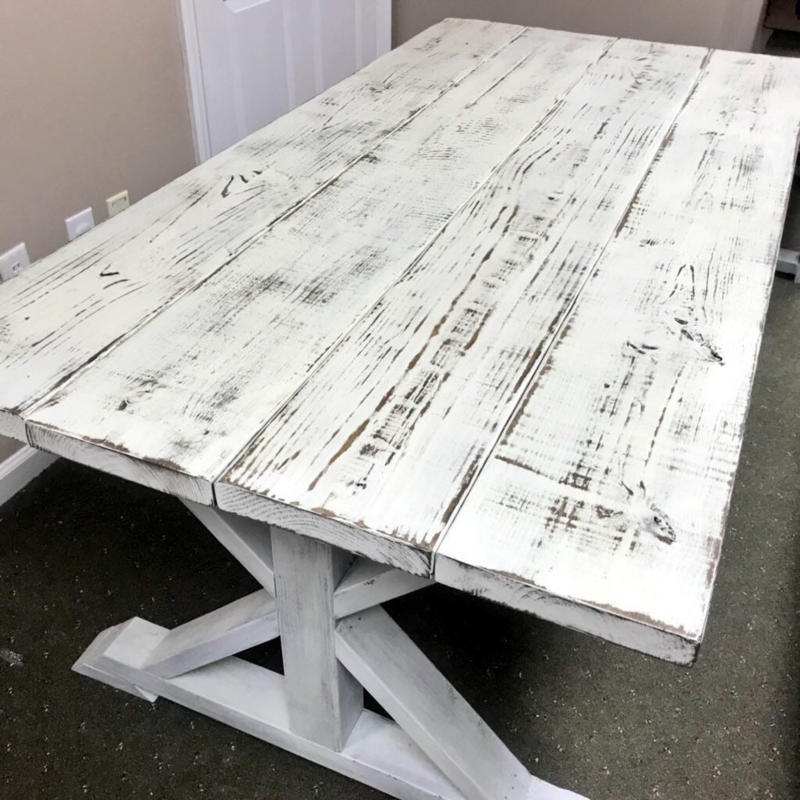 White Distressed Dining Table