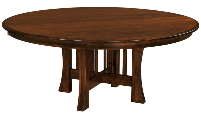 Dining Table with Slatted Pedestal Base in Dark Walnut Mission Style