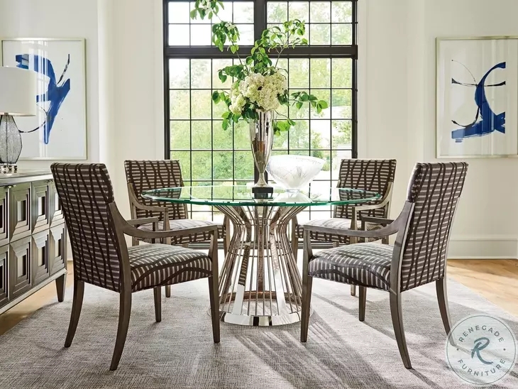 Dining Table with Stainless Steel Hourglass Metal Base