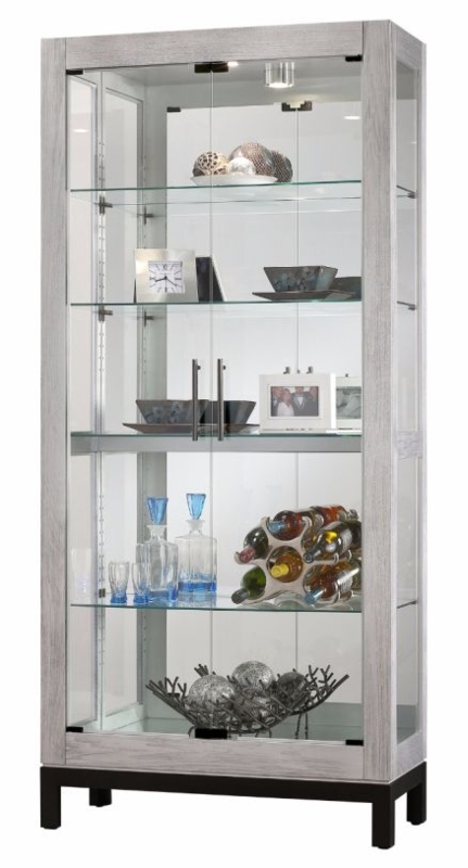 Display Cabinet Burnished Silver Integrated Spotlight Glass Side Panels