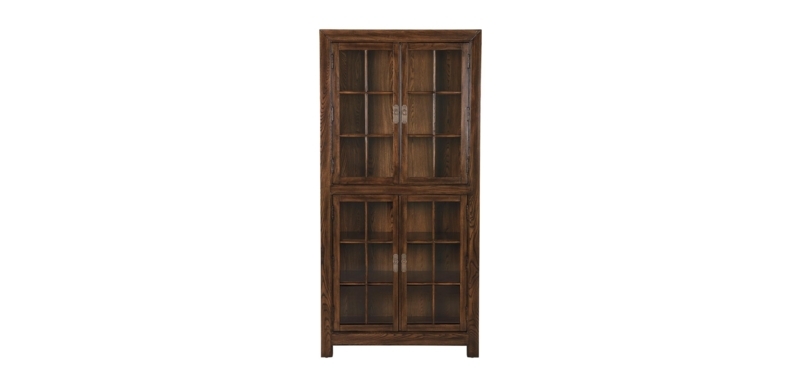 Display Cabinet: Ming Style Dark Wood Glass Hutch