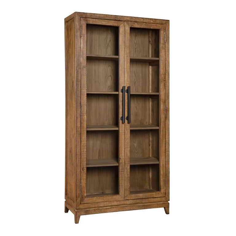 Display Cabinet: Reclaimed Pine Tall Rustic Bookshelf