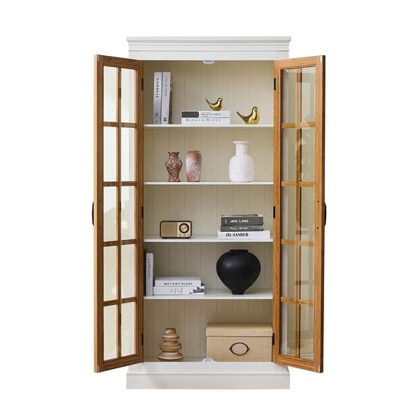 Display Cabinet: Tall Farmhouse Chic Mullion Door Hutch