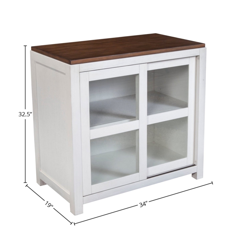 Display Cabinet Two Tone Mystic Brown White Sliding Doors Compact