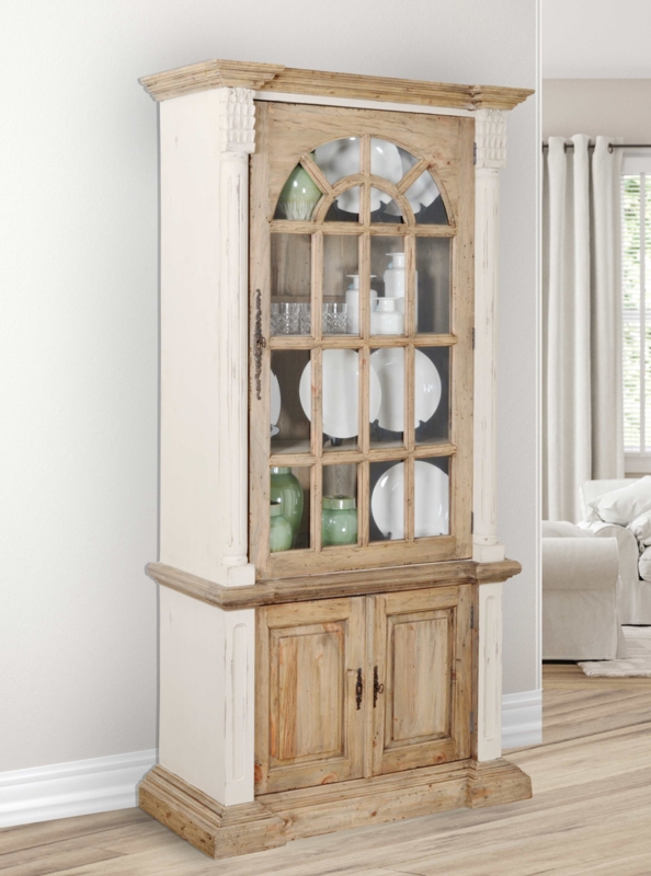 Display Hutch: Chalk White Two Tone With Fluted Columns