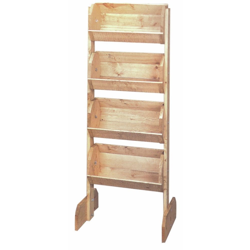 Display Rack Angled Troughs Barrel Style Bins Rustic Farmhouse Wood