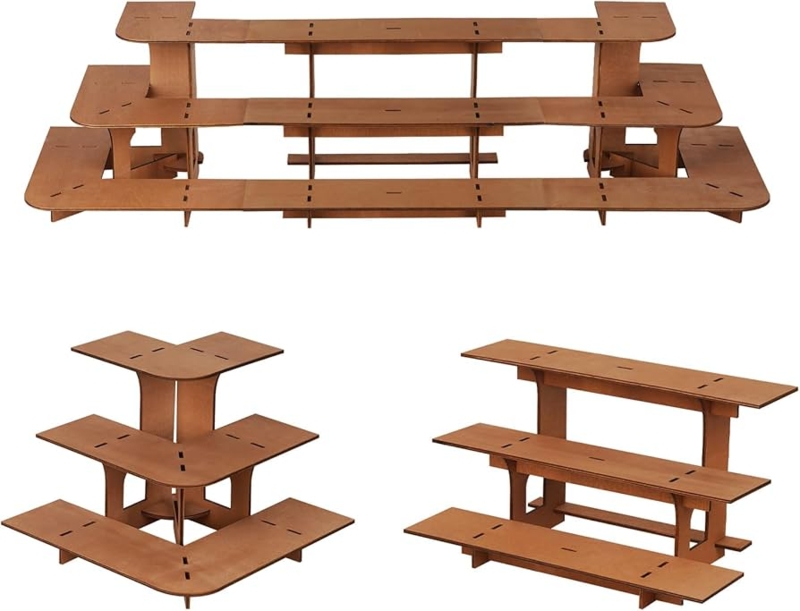 Display Shelves Interlocking Tabs Modular Configuration Utilitarian Stadium Tiers