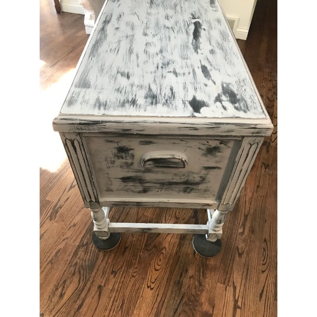 Distressed Chalk Paint Trunk: Paris Gray Finish & Fluted Leg Details