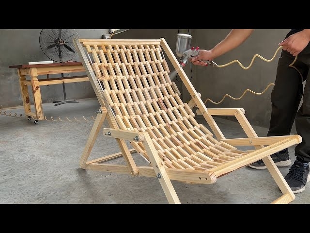 DIY Folding Chair with Articulating Mosaic Wood Block Seat
