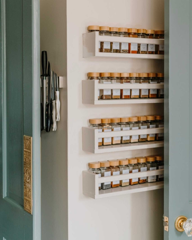 DIY Spice Rack Hack Off-White Painted Wood 4-Tier Slim Pantry Storage