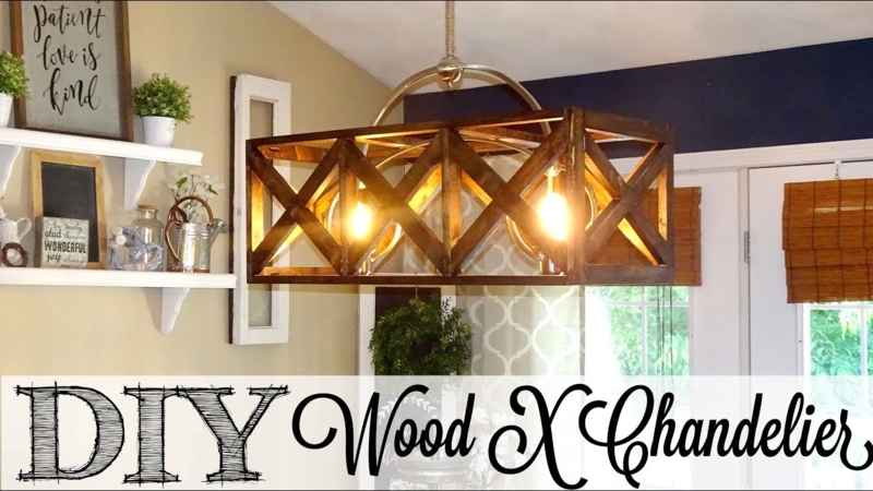 DIY Wooden Chandelier X-Brace Pattern Hoop Suspension Farmhouse