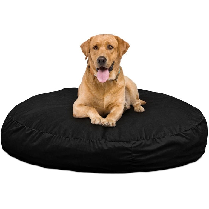 Dog Bed Matte Black Circular Shape Gusseted Edge