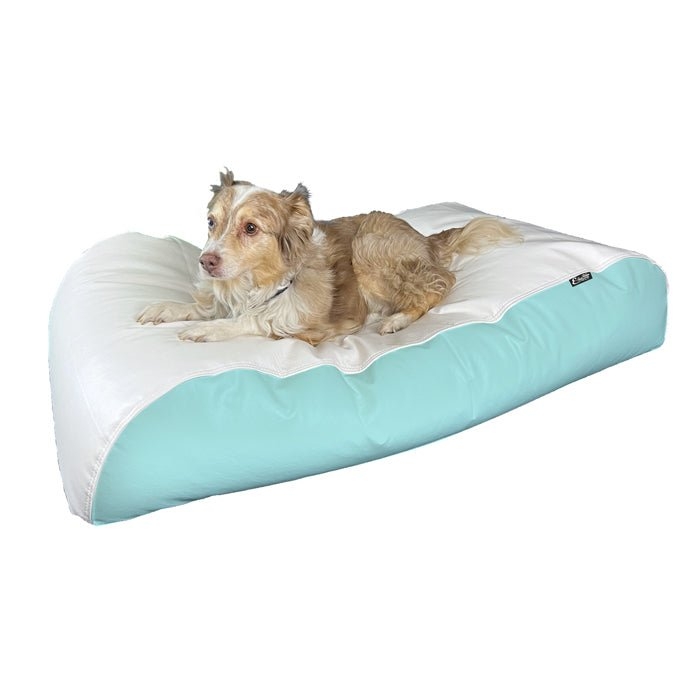 Dog Bed Mint Green Base Marine Vinyl Look Two Tone