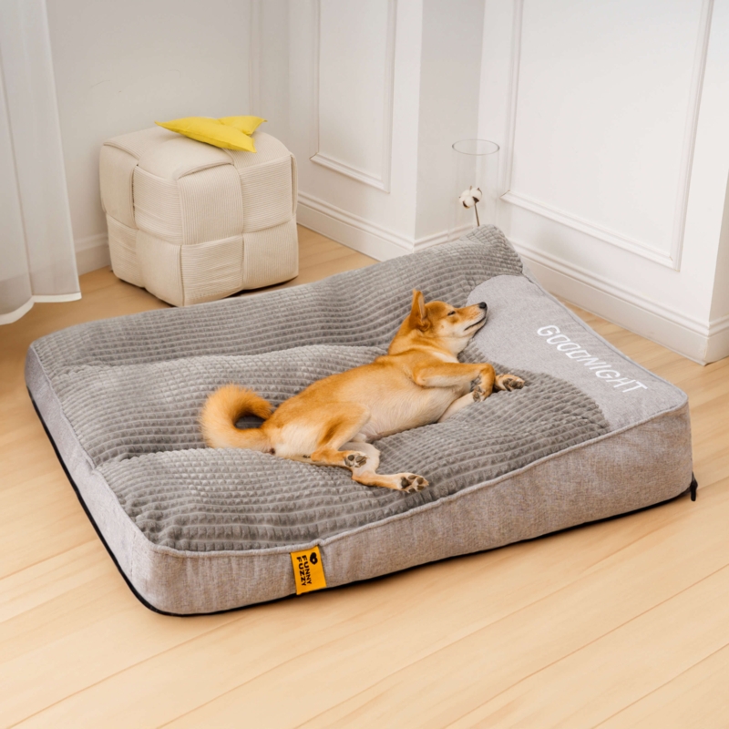 Dog Bed Wedge Cushion Ribbed Texture Large Minimalist