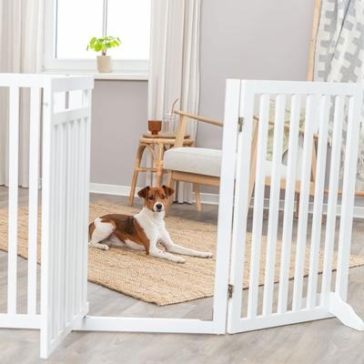 Dog Gate, Coastal Style Folding Panels with Vertical Slats