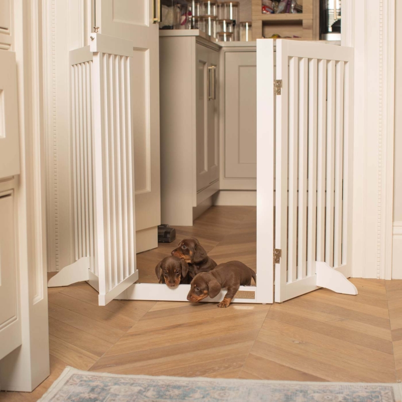 Dog Gate, Transitional Folding Panels with Stabilizing Feet
