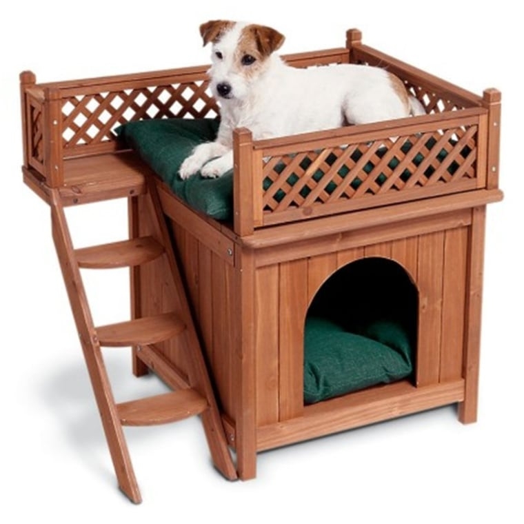 Dog House Two Story Design Lattice Railing Rustic