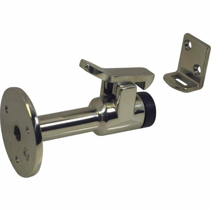 Door Stop Integrated Latch Polished Stainless Steel Marine Grade