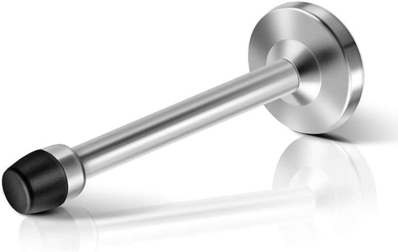 Door Stopper Extra Long Neck Brushed Metal Wall Mount Rubber Tip