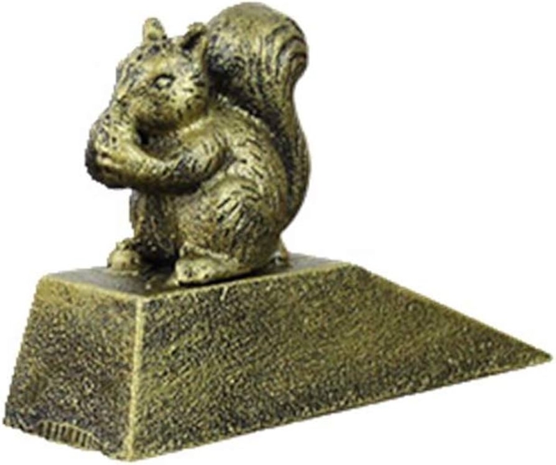 Door Wedge: Rustic Antique Bronze Squirrel Figurine with Textured Finish