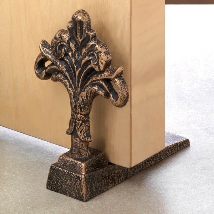 Doorstop Wedge: French Country Fleur-de-Lis Motif in Cast Metal