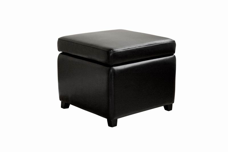 Double Stitched Storage Ottoman with Safety Hinge