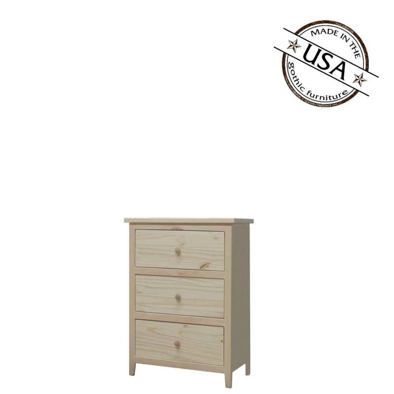 Drawer Chest Natural Pine Farmhouse Style Tapered Legs Matte Finish