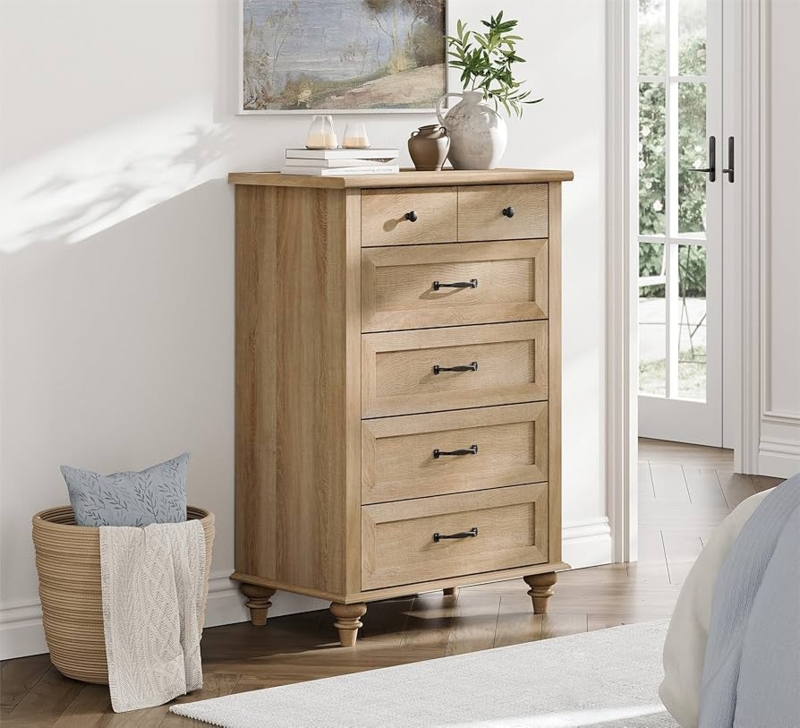 Dresser Light Oak Turned Legs Split Top Drawer Farmhouse Chest