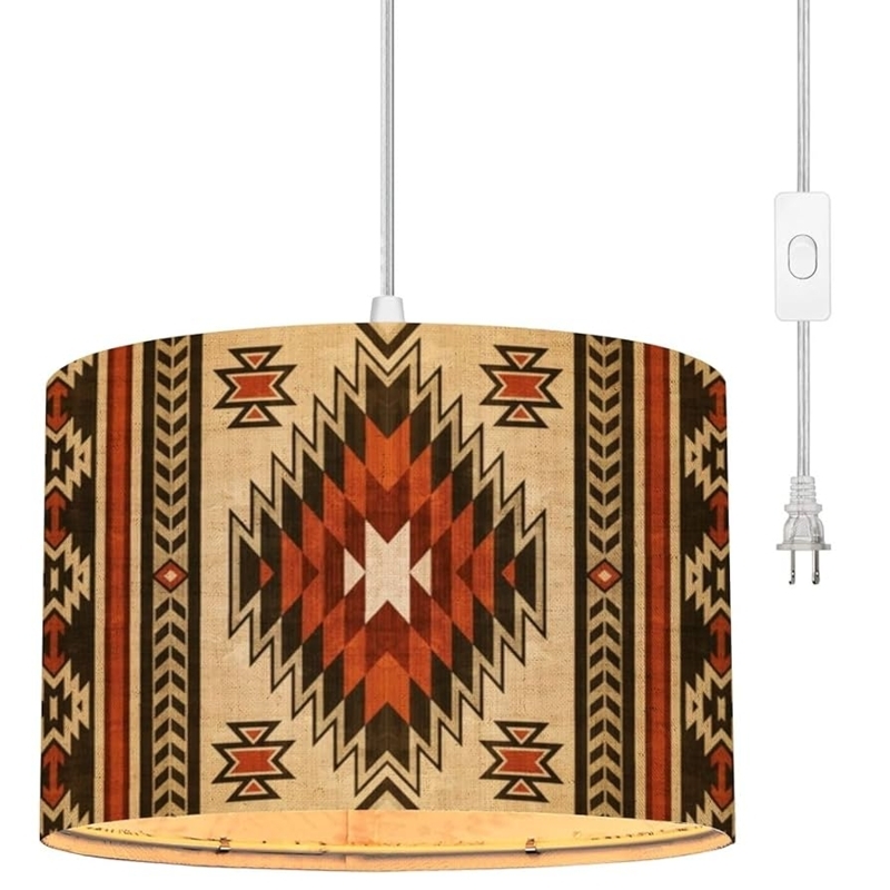 Drum Lamp Shade: Southwestern Drum Shade with Navajo Pattern