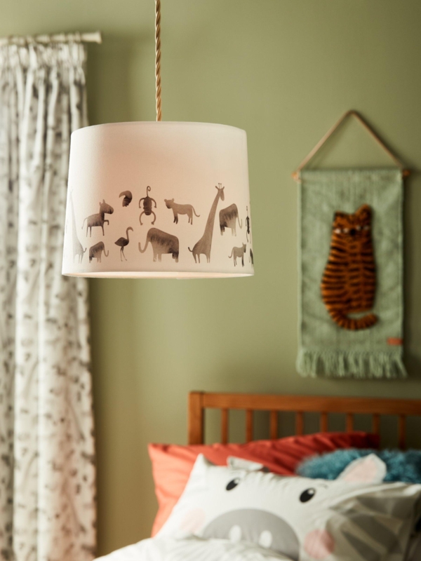 Drum Lampshade Grey Animal Silhouette Tapered Profile
