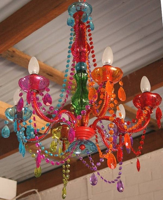 Eclectic Maximalist Lighting with Tiered Beading and Scrolled Arms