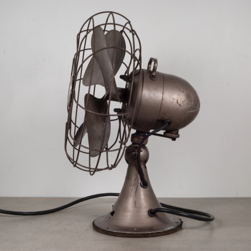Electric Fan Vintage Industrial Aged Pewter Bullet Housing Distressed