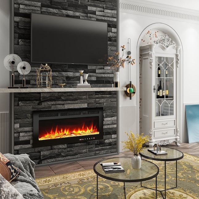 Electric Fireplace Insert Recessed Mount Realistic Ember Bed