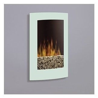 Electric Fireplace Vertical Pale Mint Frame Curved Fascia Pebble