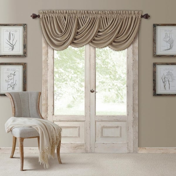 Elegant Taupe Faux Silk Swag Valance for French Doors