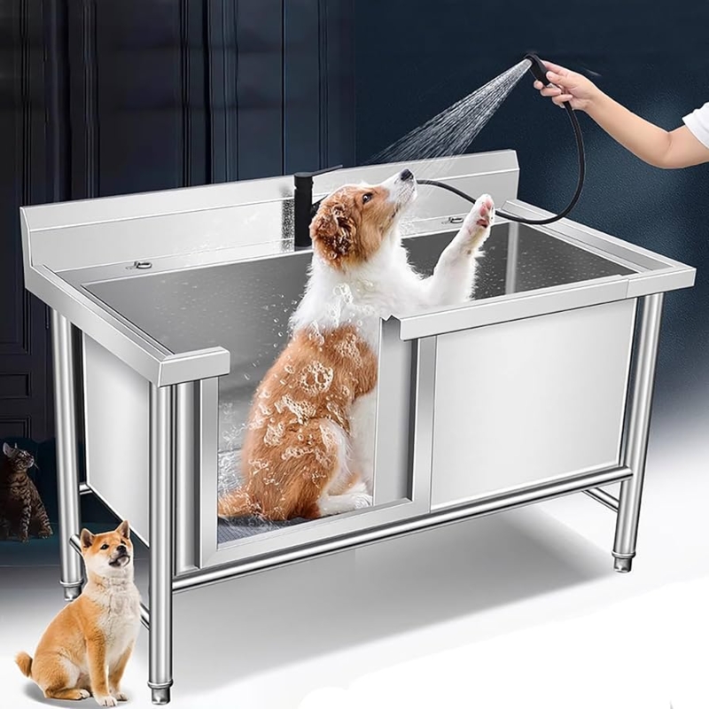 Elevated Dog Grooming Tub with Matte Black Hardware