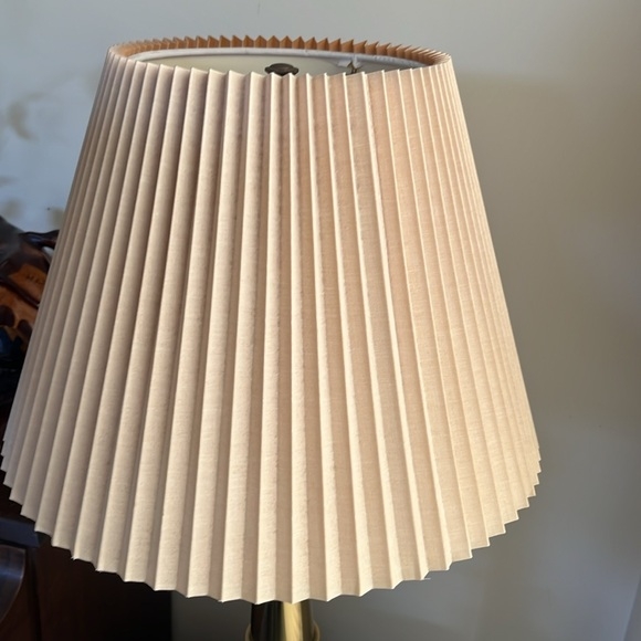 Empire Lamp Shade in Cream Fabric with Sharp Vertical Knife Pleats