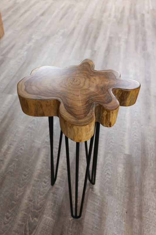 End Table Rustic Modern Live Edge Slab Hairpin Legs Organic