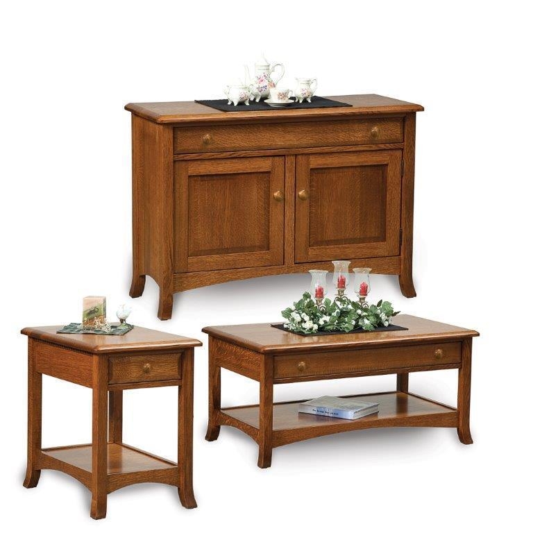 End Table Warm Honey Brown Arched Bottom Apron Wooden Knobs