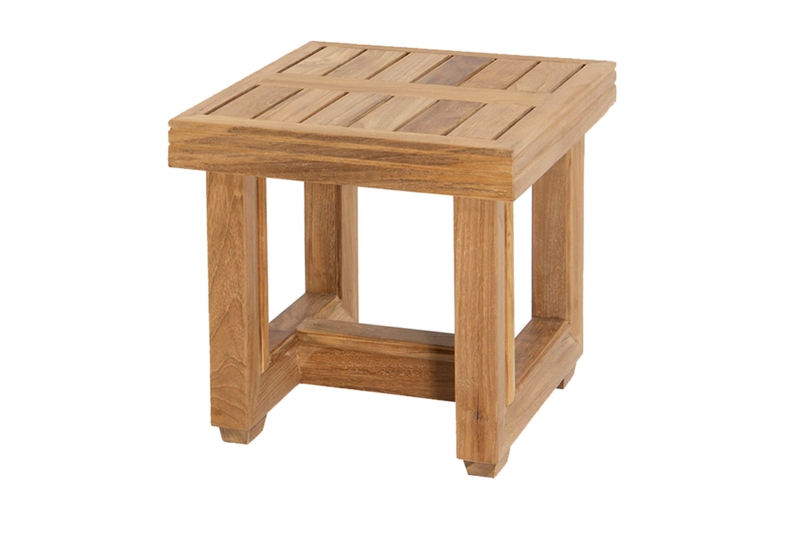 End Table Weather-Resistant Square H-Stretcher Slatted Top