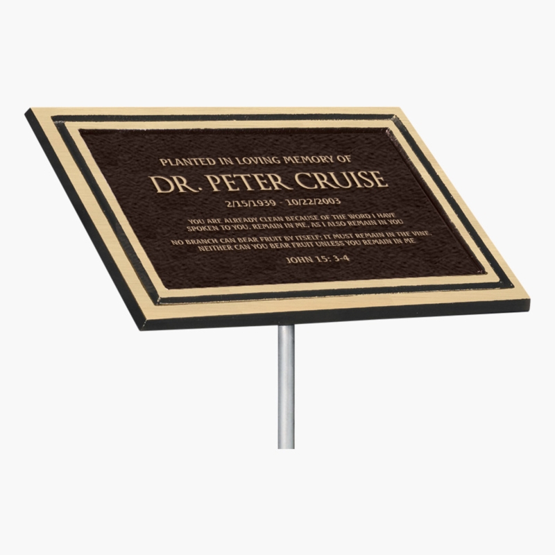 Engraved Outdoor Wall Plaque with Ground Stake