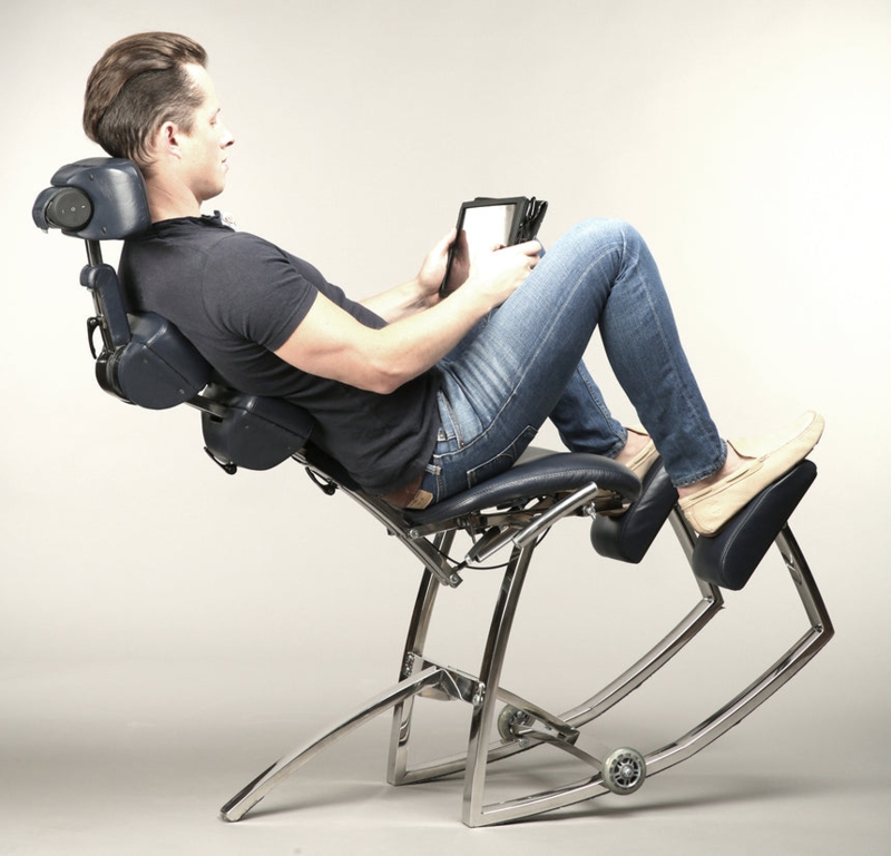 Ergonomic Chair with Segmented Backrest | Navy Chrome Posture Seating