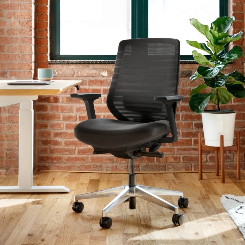 Ergonomic Desk Chair with Polished Metal Base and Breathable Mesh